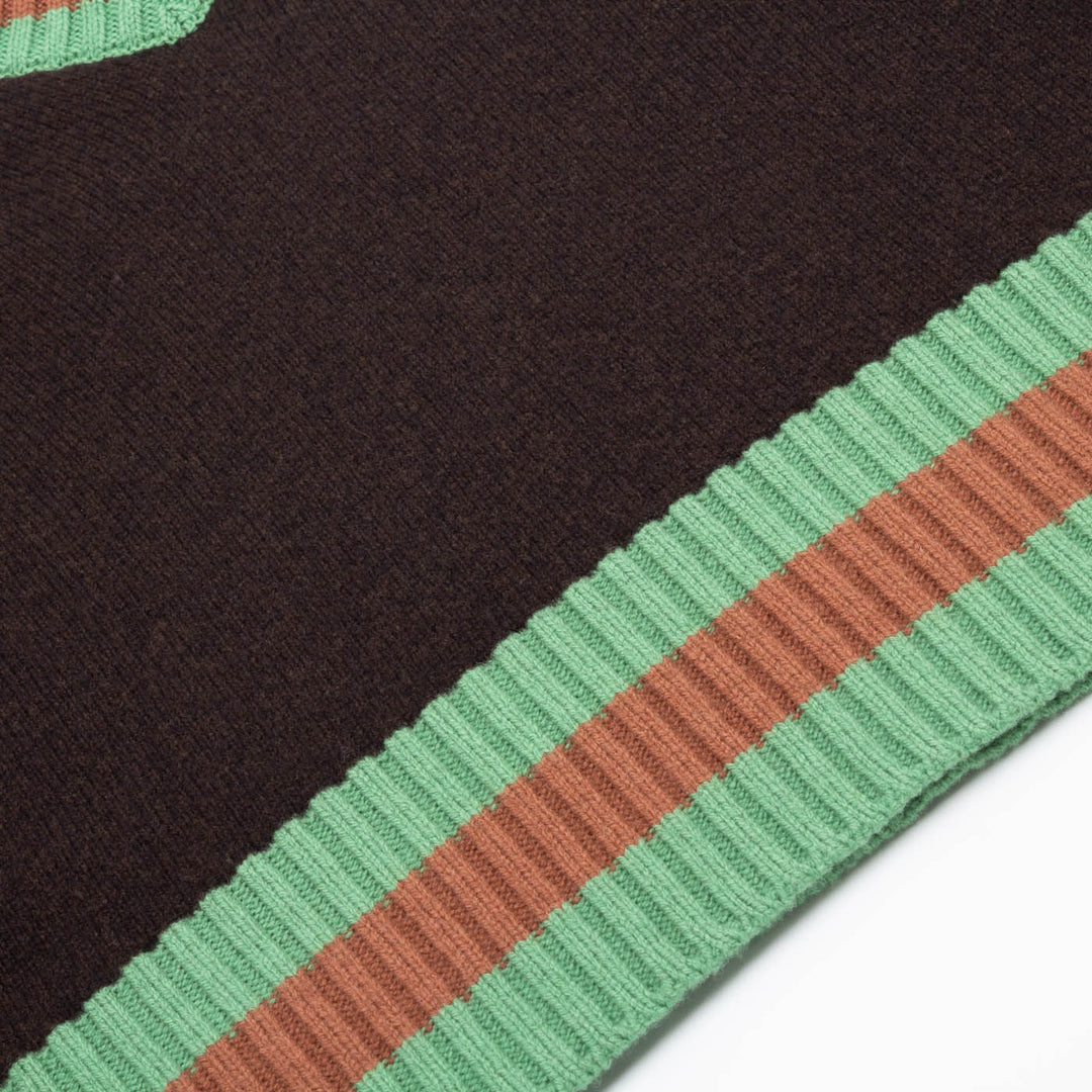 Contrast Stripe Heritage Sweater - Espresso