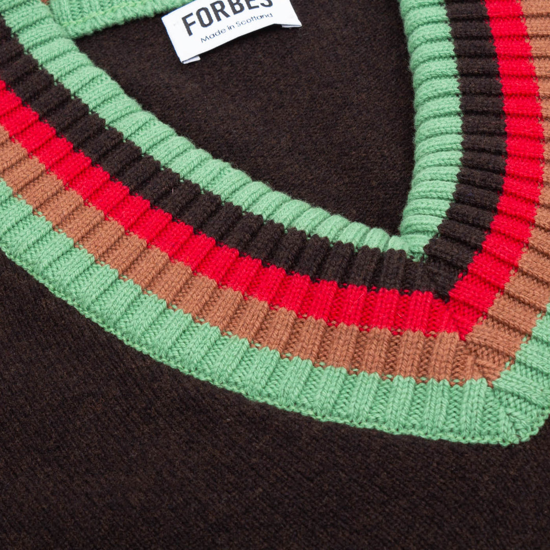 Contrast Stripe Heritage Sweater - Espresso