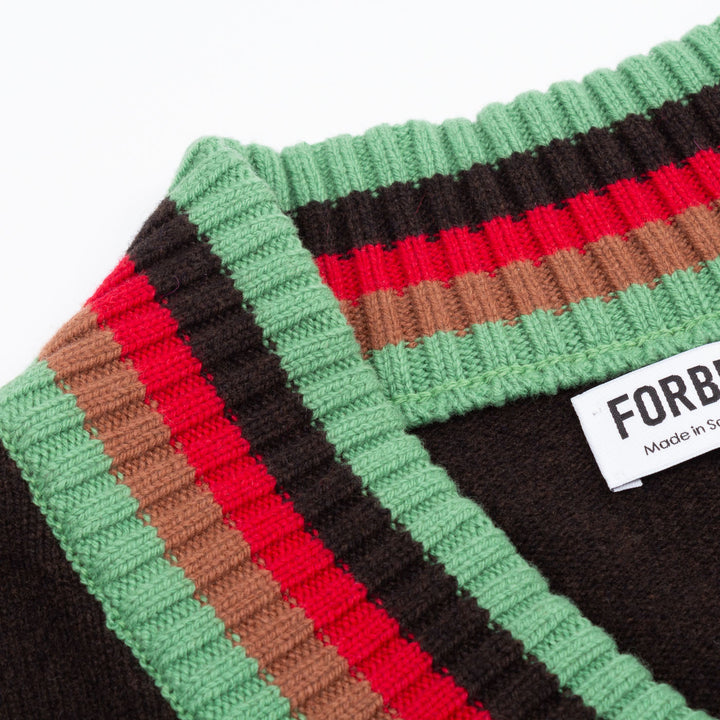 Contrast Stripe Heritage Sweater - Espresso