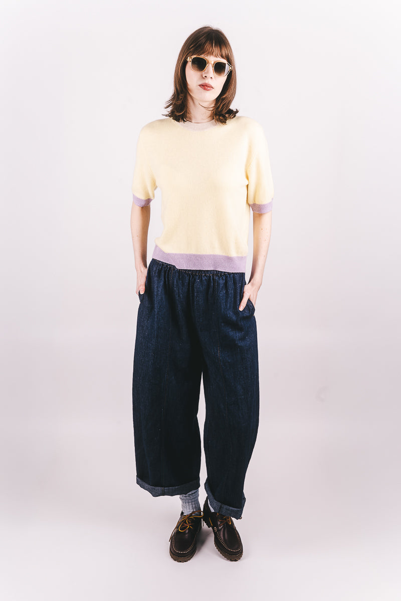 Many Contrast Cashmere T-Shirt - Sorbet/Lace/Lavendula