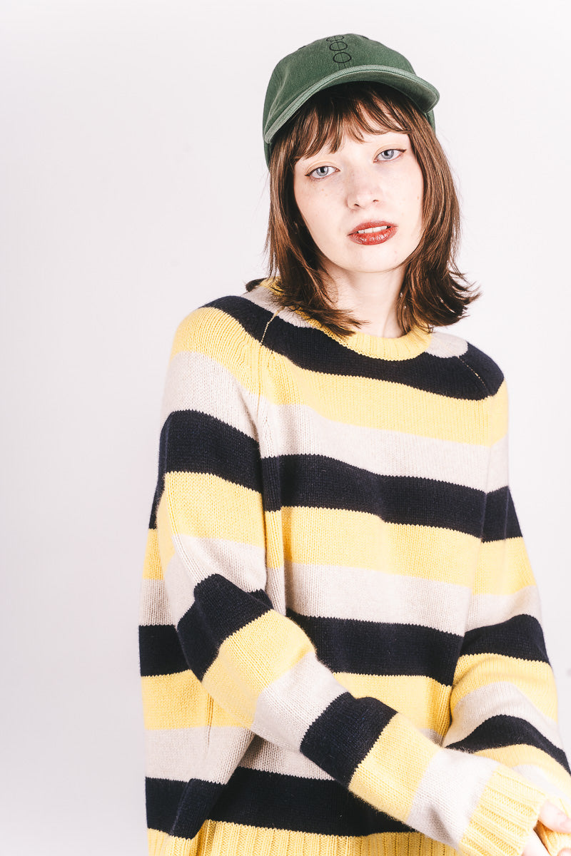 Striped Raglan Crew Knit - Butter/Yellow/Ecru