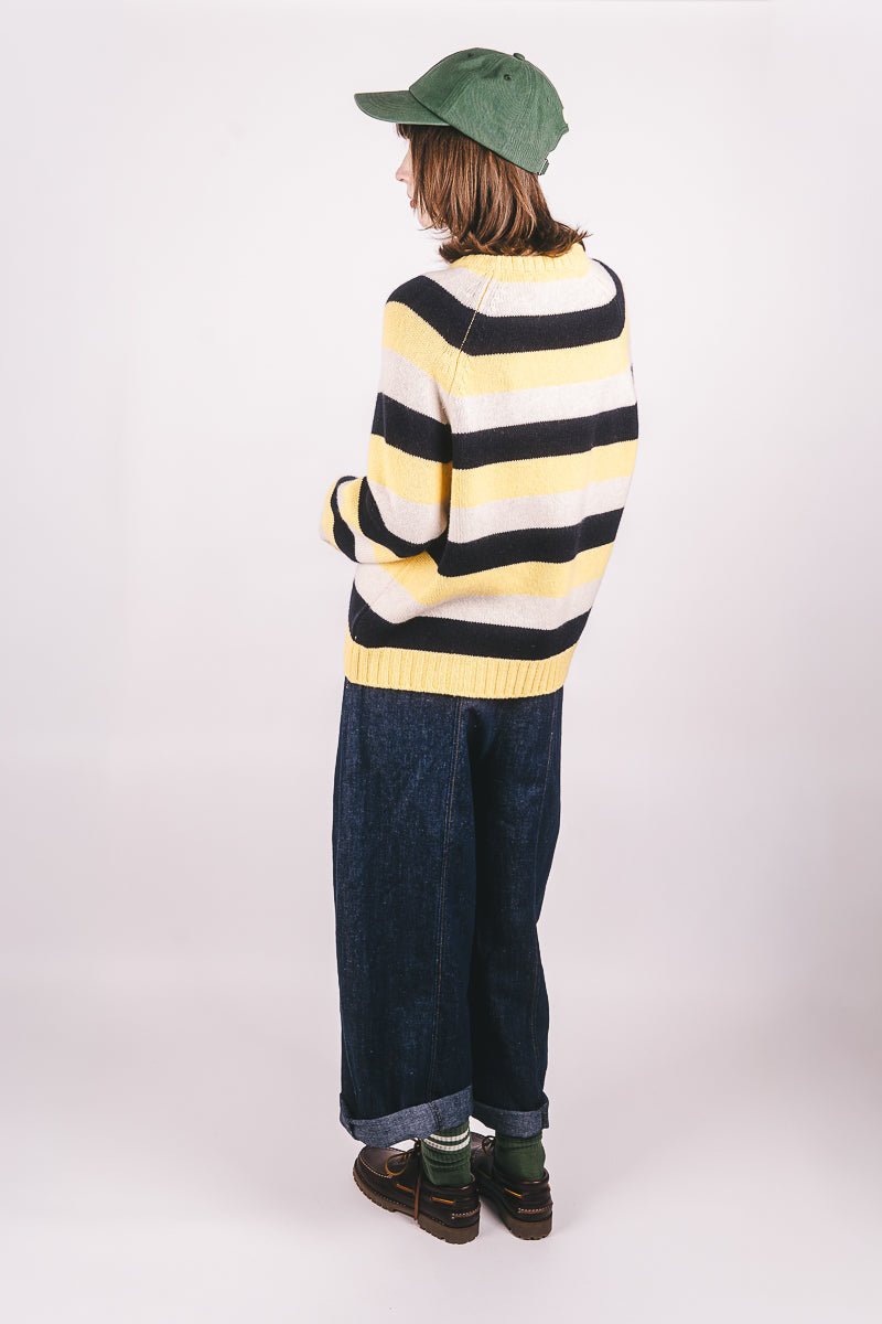 Striped Raglan Crew Knit - Butter/Yellow/Ecru