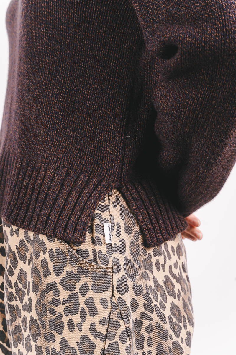 Funnel Neck Jumper - Chocolate Melange
