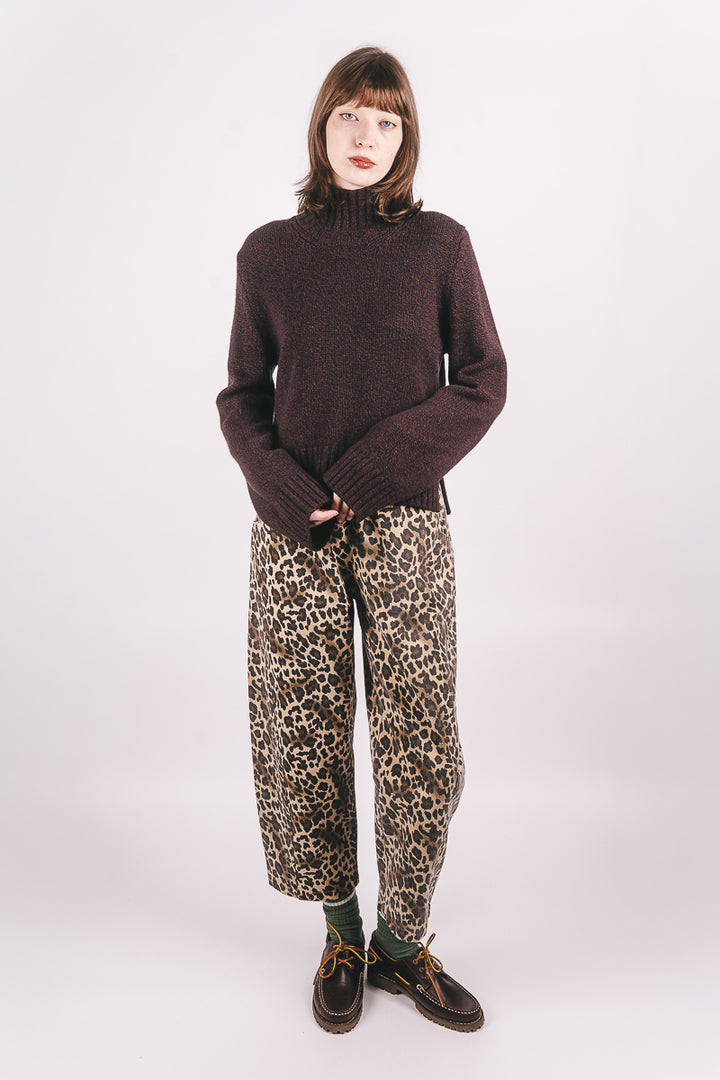 Funnel Neck Jumper - Chocolate Melange