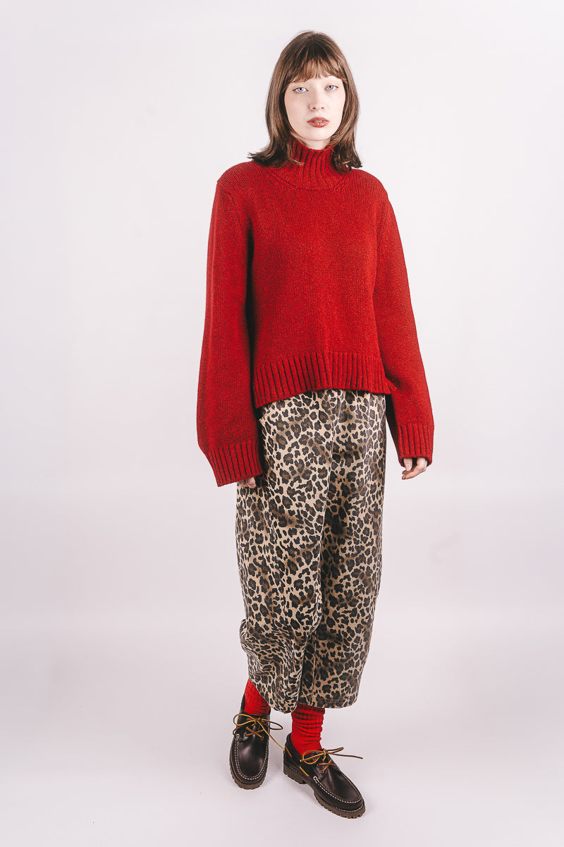Funnel Neck Jumper - Red Melange