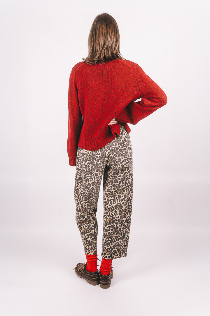 Funnel Neck Jumper - Red Melange