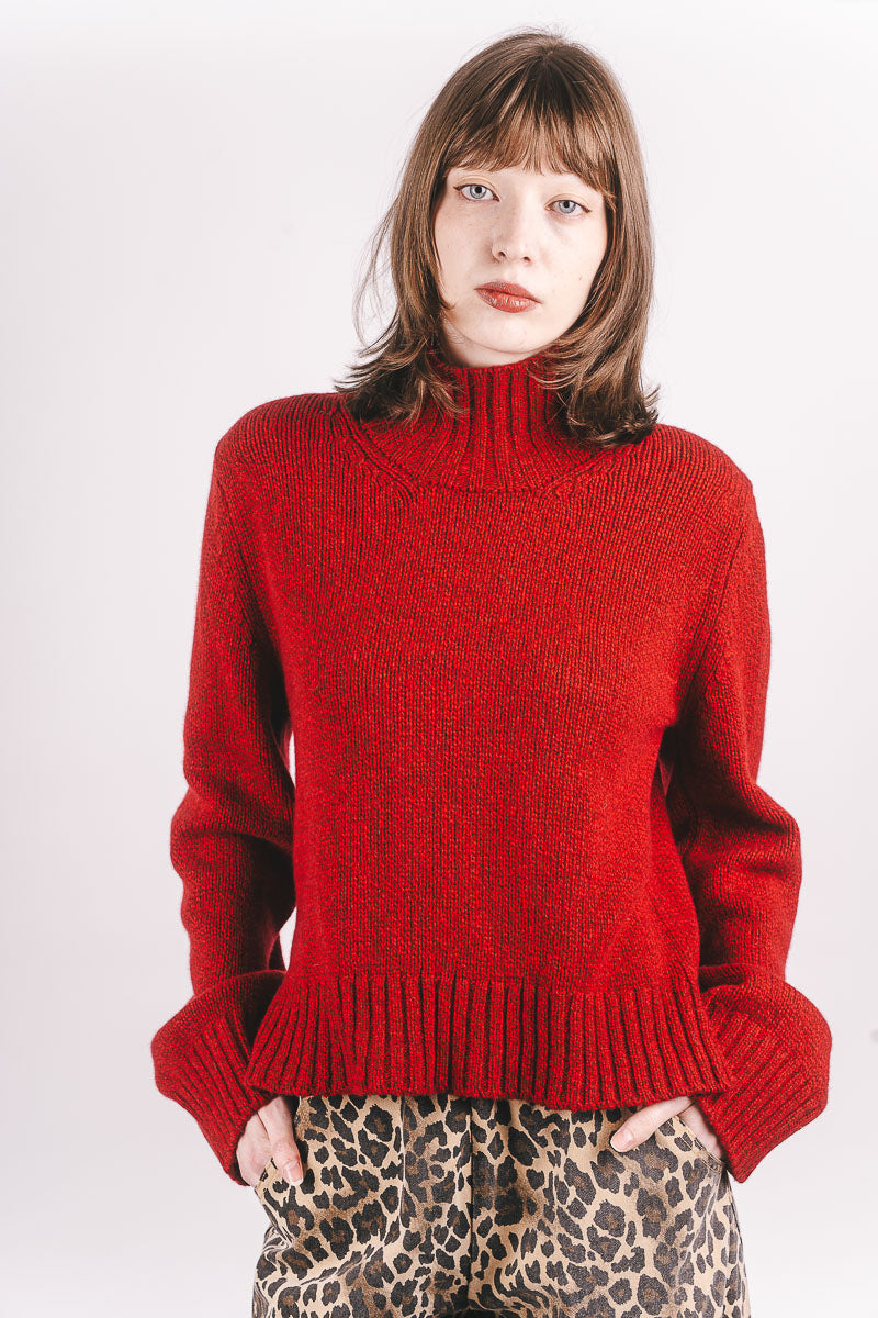 Funnel Neck Jumper - Red Melange - Frontiers Woman