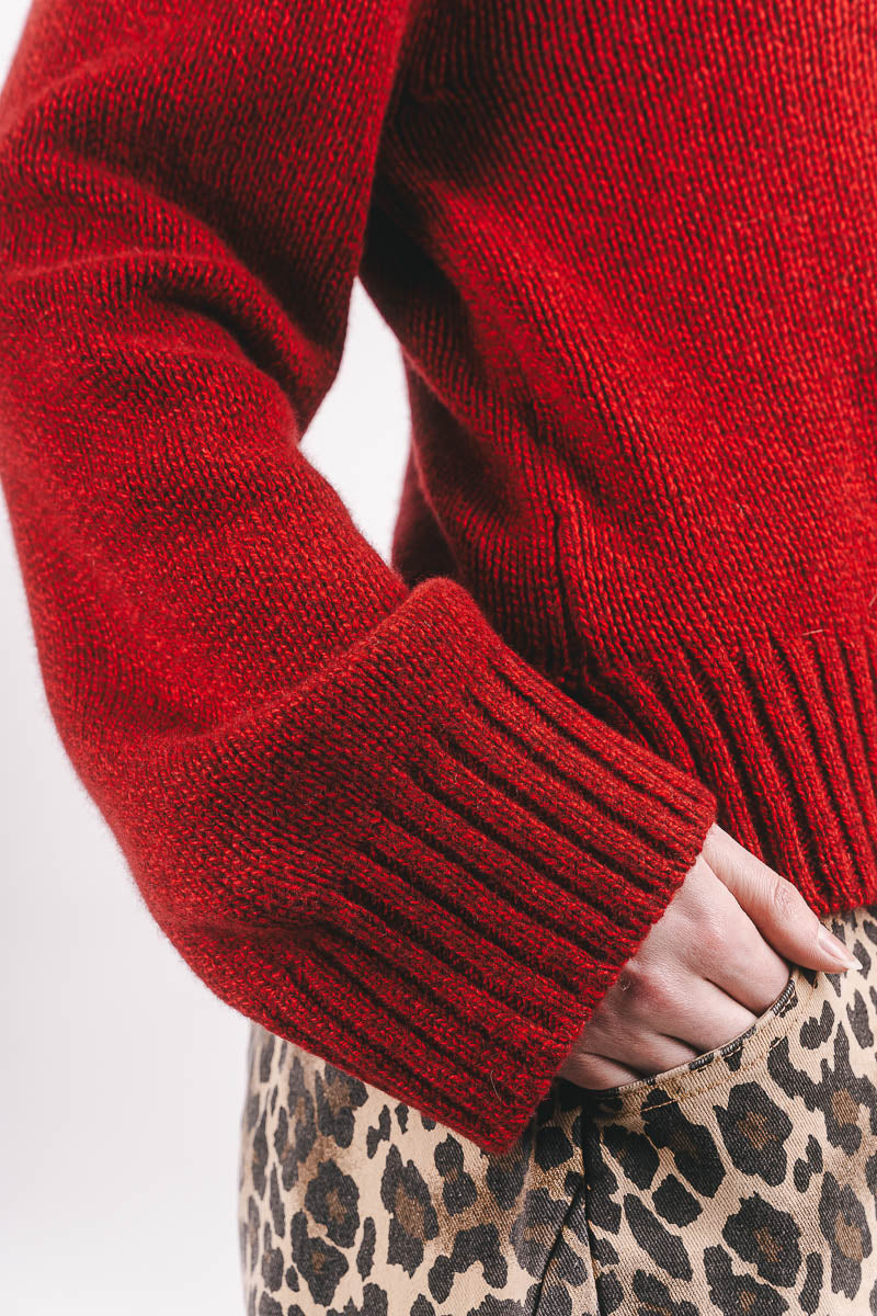 Funnel Neck Jumper - Red Melange
