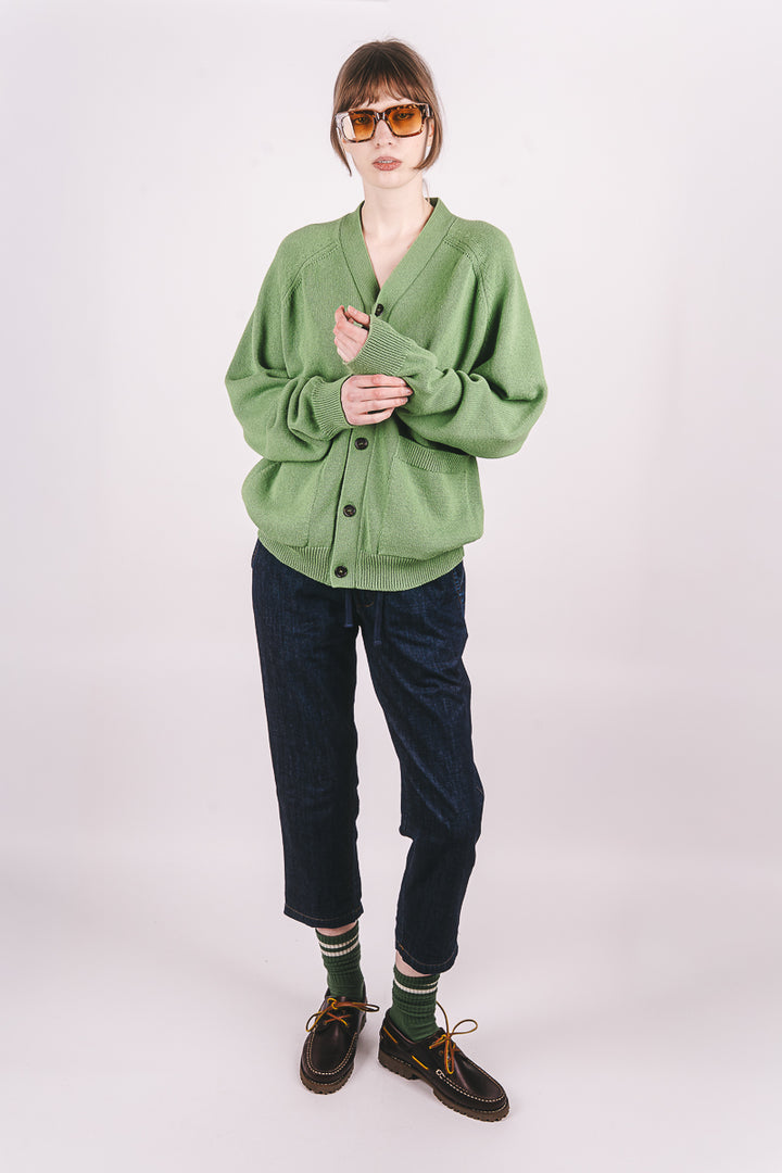 Pocket David Cardigan - Green Eco Cotton Knit