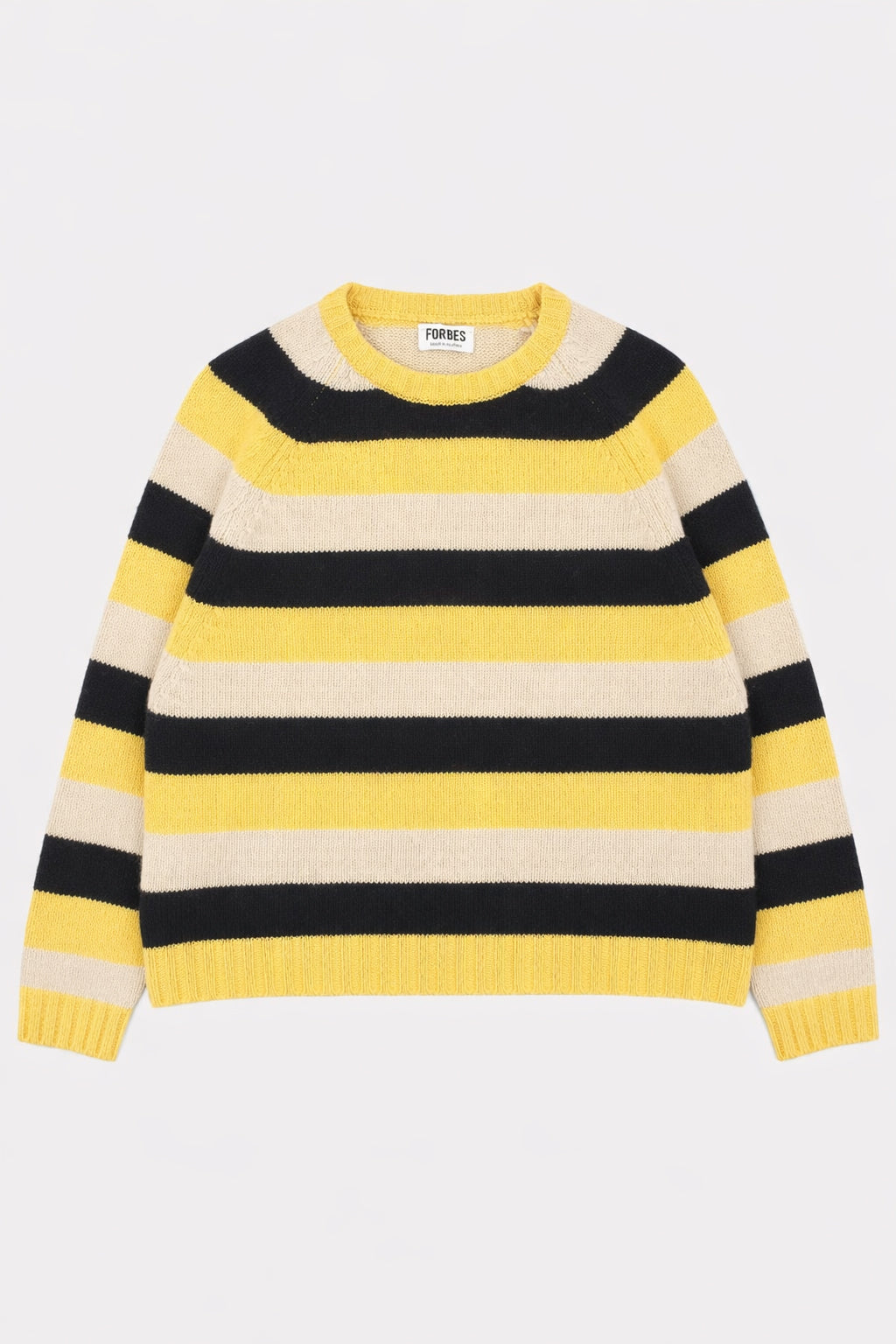 Striped Raglan Crew Knit - Butter/Yellow/Ecru