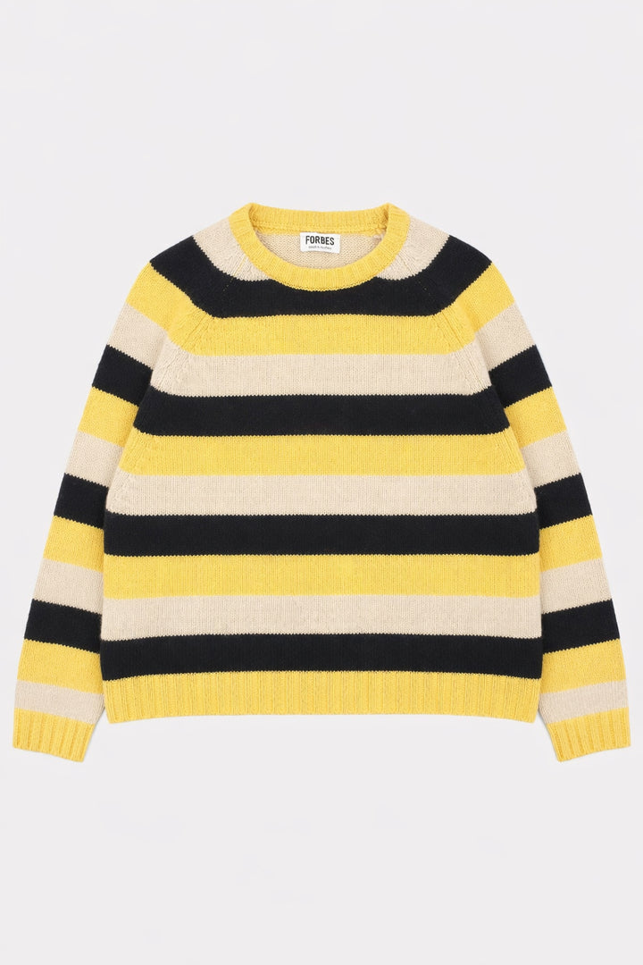 Striped Raglan Crew Knit - Butter/Yellow/Ecru