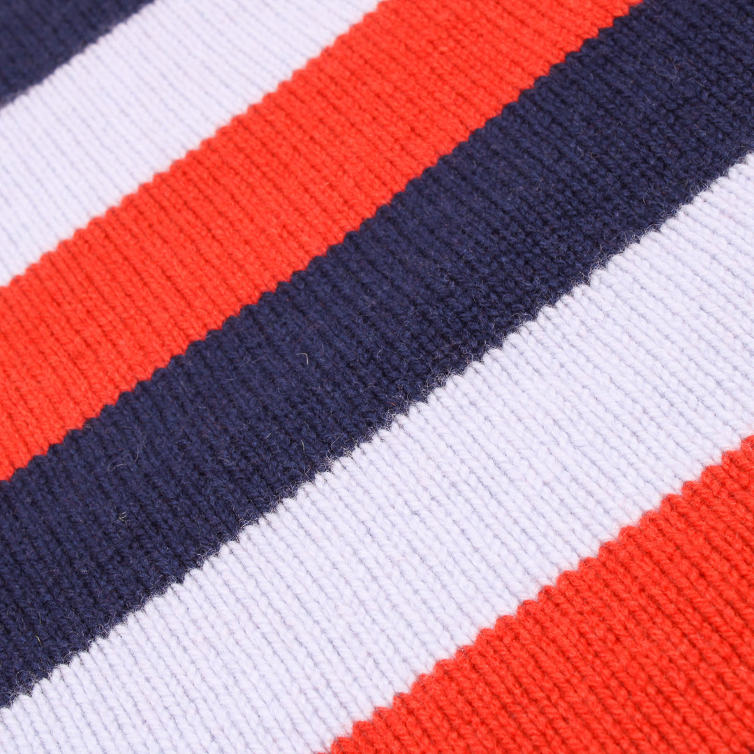 Striped Raglan Crew Knit - Red/Navy/Sky