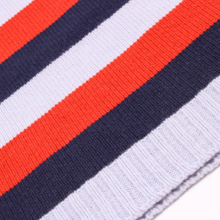 Striped Raglan Crew Knit - Red/Navy/Sky