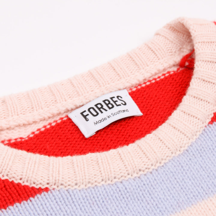Striped Raglan Crew Knit - Red/Sky/Blush - Frontiers Woman