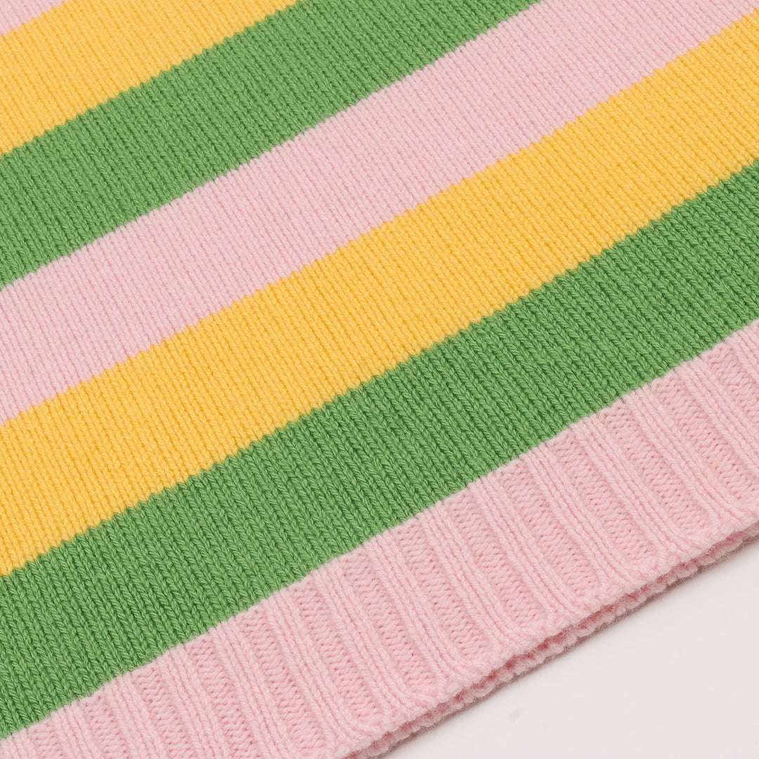 Striped Raglan Crew Knit - Candy/Grass Green/Yellow