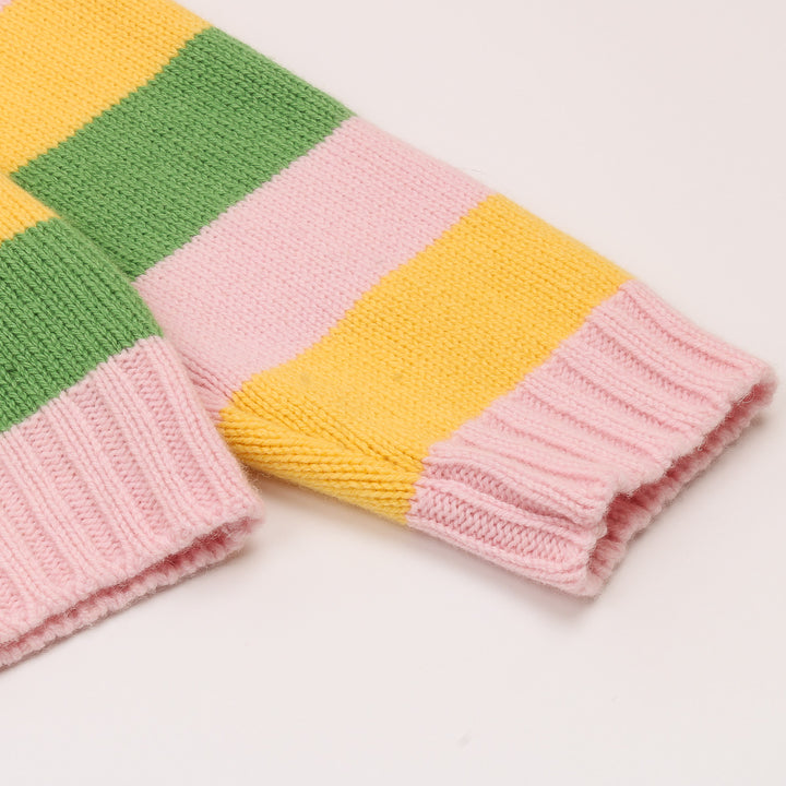 Striped Raglan Crew Knit - Candy/Grass Green/Yellow