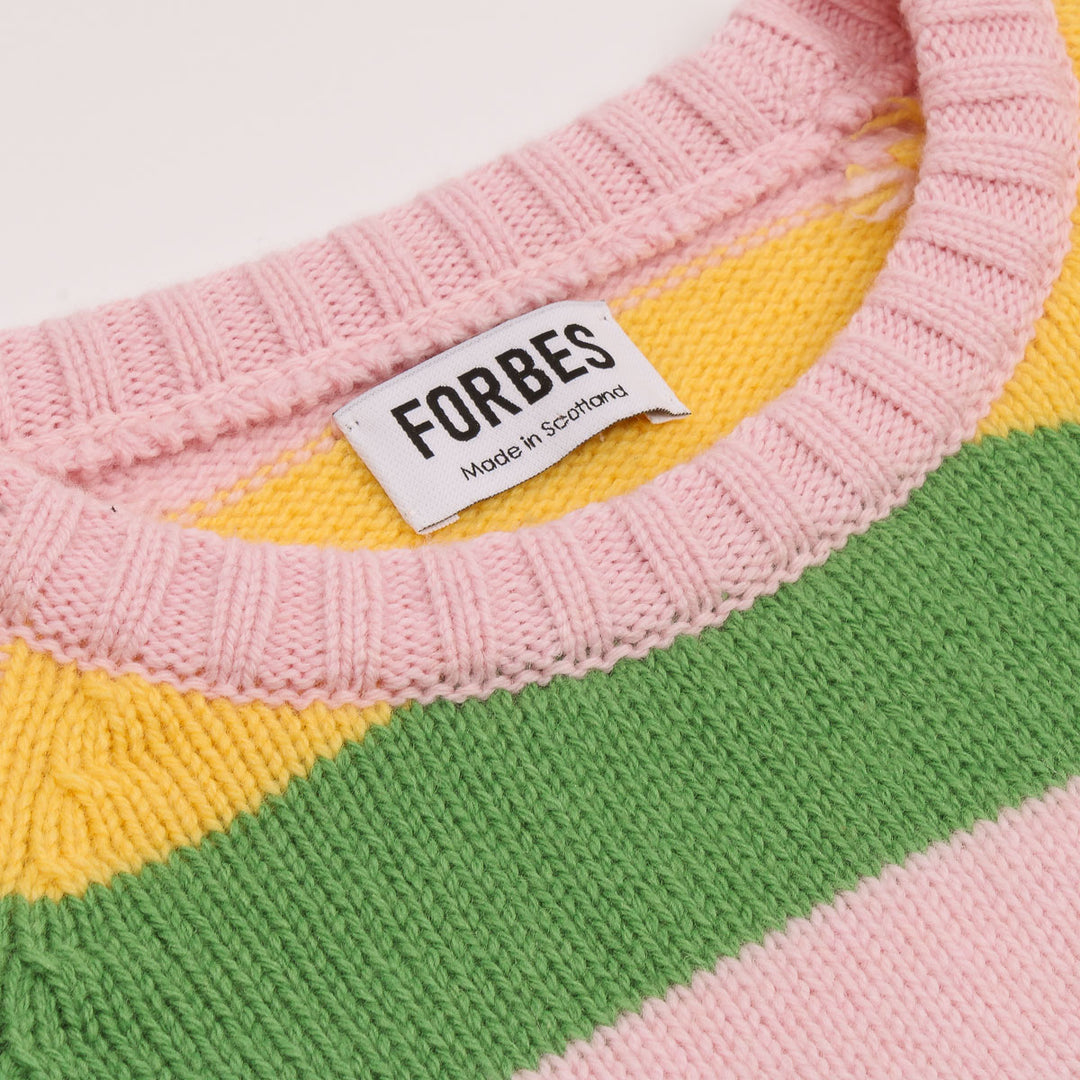 Striped Raglan Crew Knit - Candy/Grass Green/Yellow