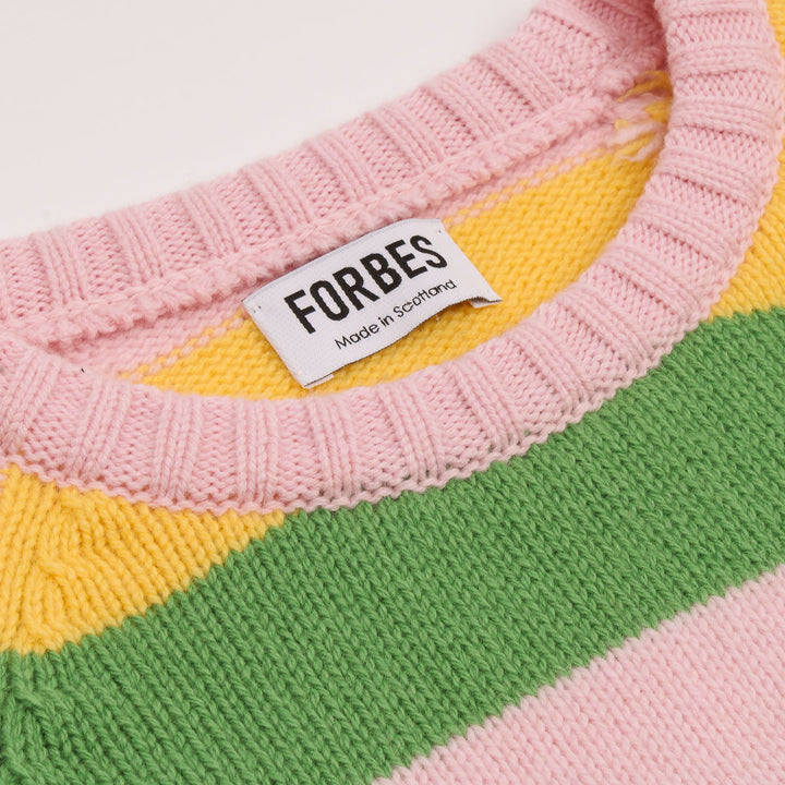 Striped Raglan Crew Knit - Candy/Grass Green/Yellow