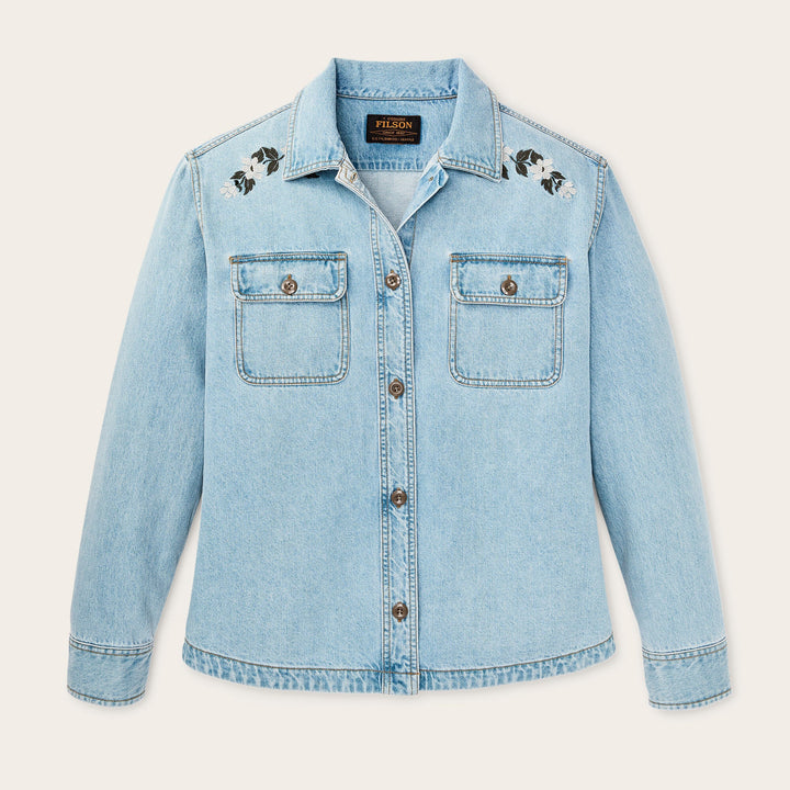 Embroidered Denim Shirt - Pale Indigo