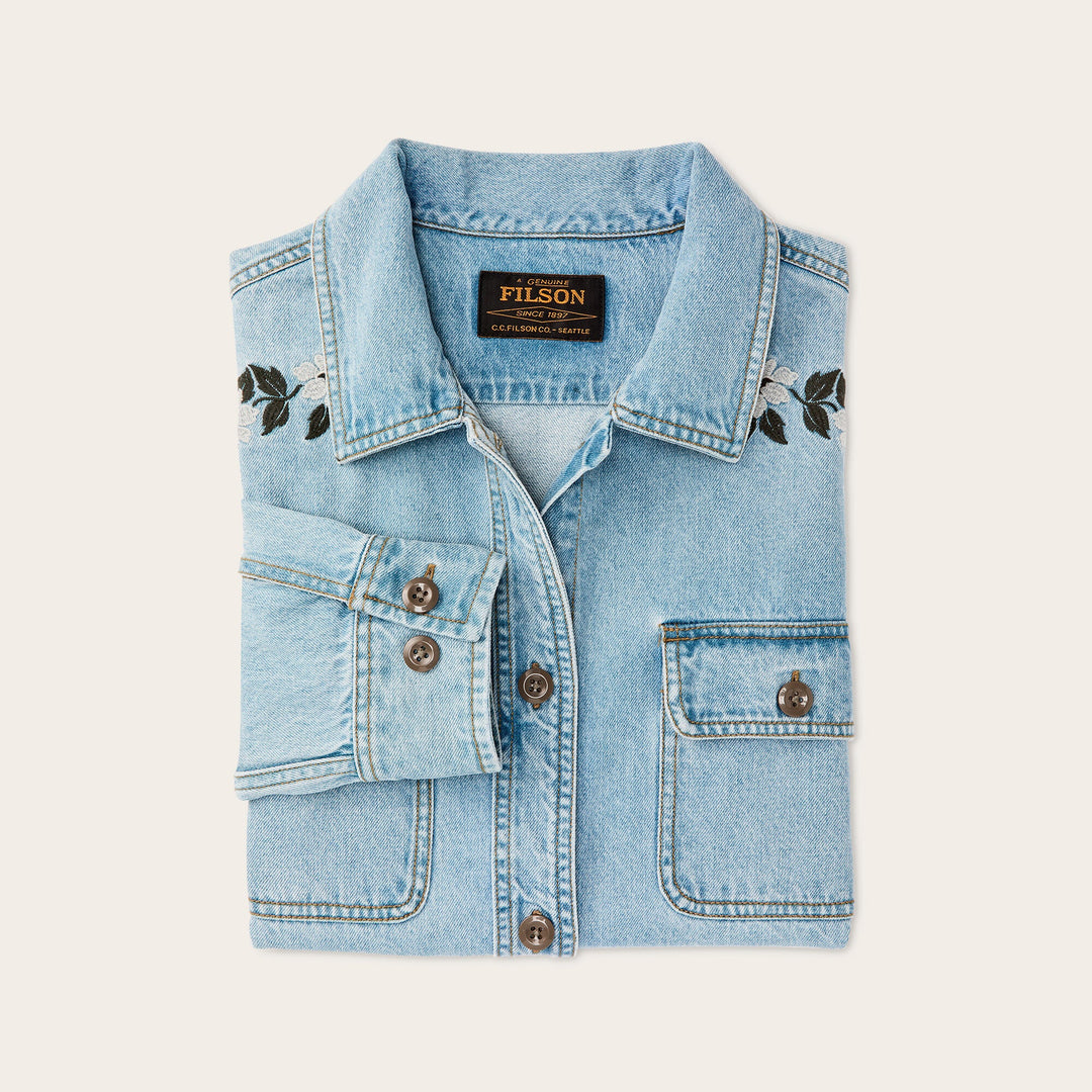 Embroidered Denim Shirt - Pale Indigo