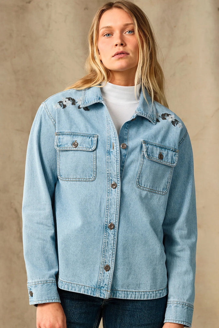 Embroidered Denim Shirt - Pale Indigo