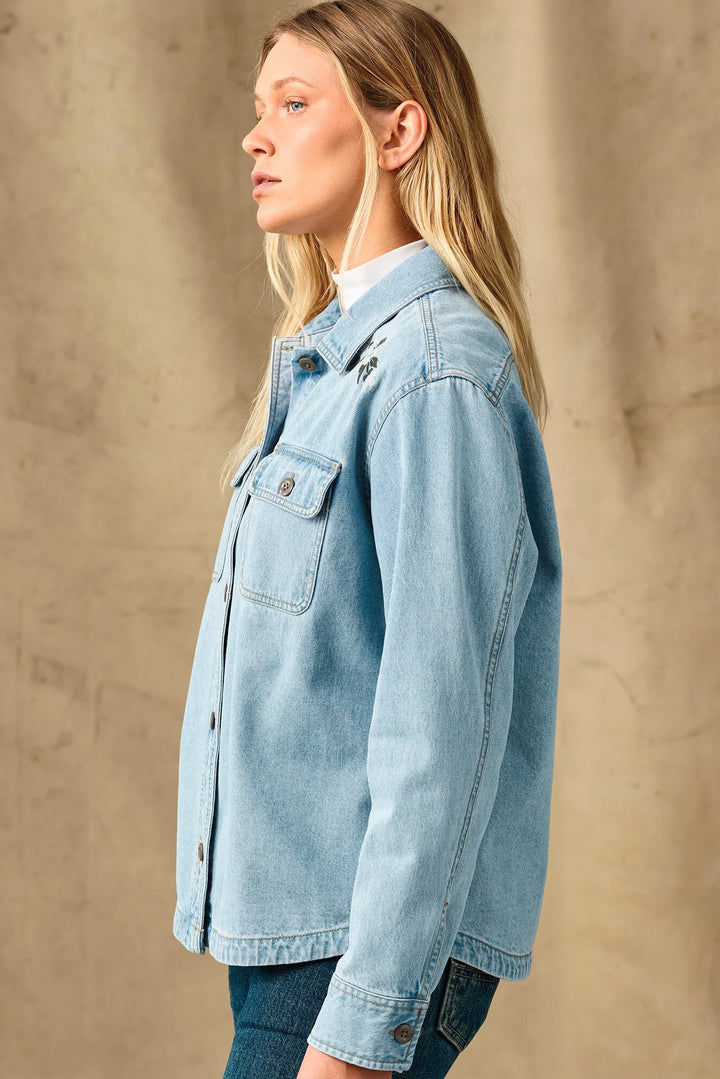 Embroidered Denim Shirt - Pale Indigo