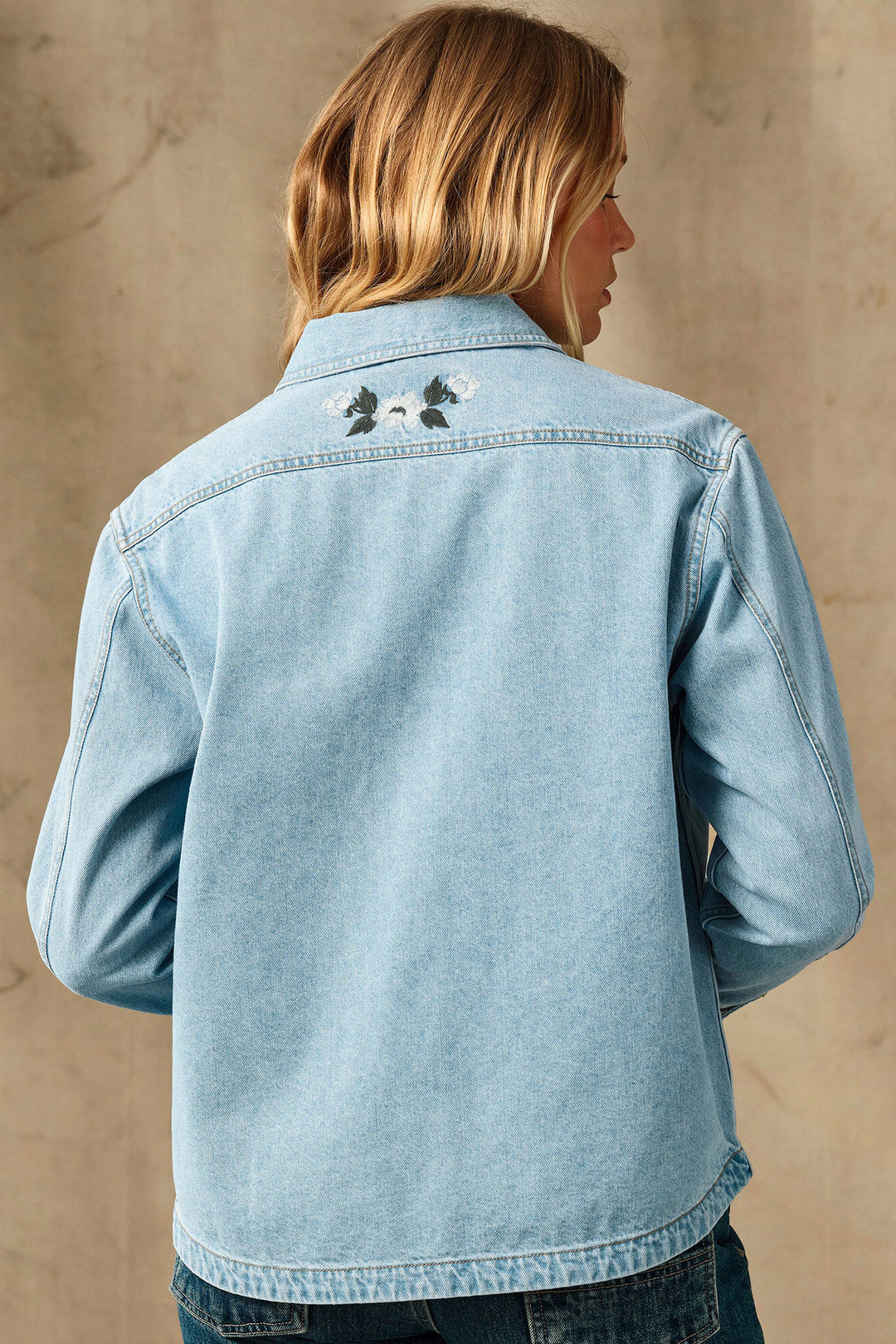 Embroidered Denim Shirt - Pale Indigo