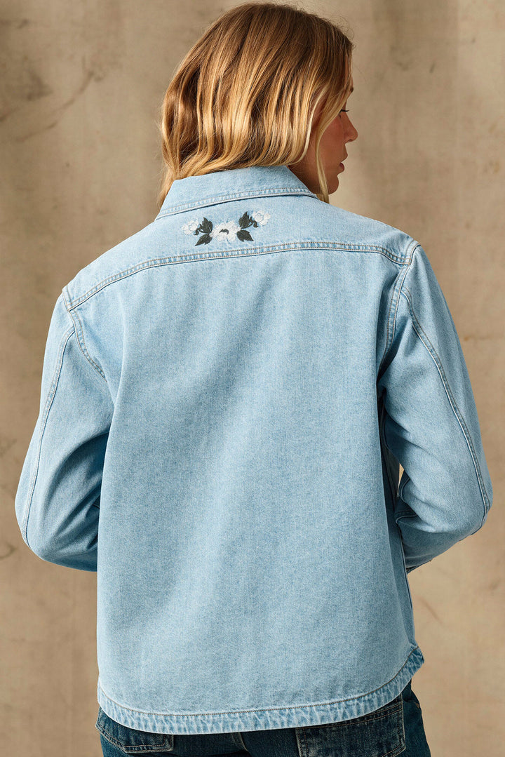Embroidered Denim Shirt - Pale Indigo
