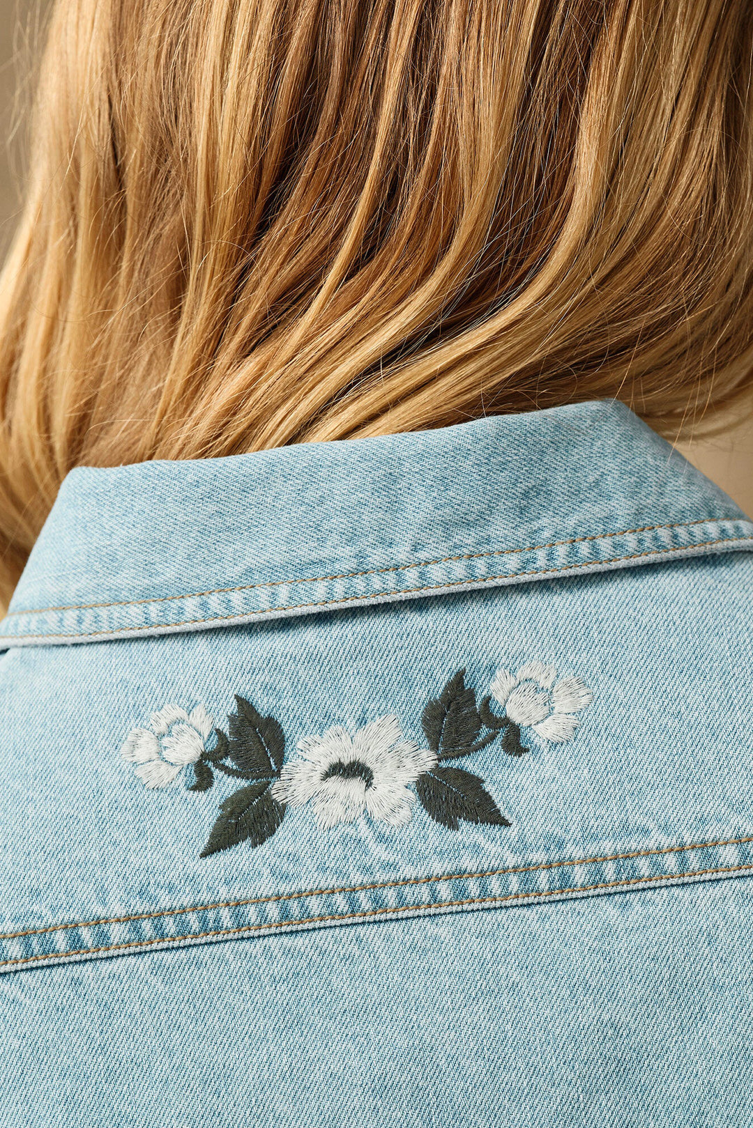 Embroidered Denim Shirt - Pale Indigo
