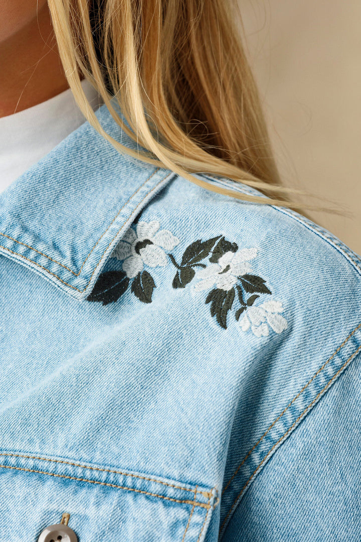 Embroidered Denim Shirt - Pale Indigo