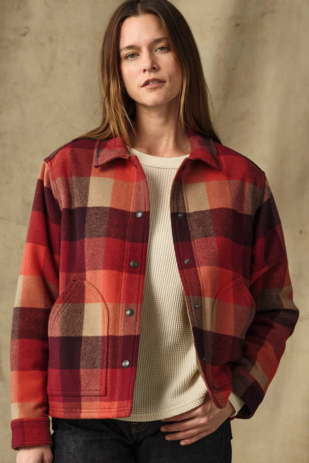 Spokane Insulated Wool Jacket - Red/Burgundy Plaid