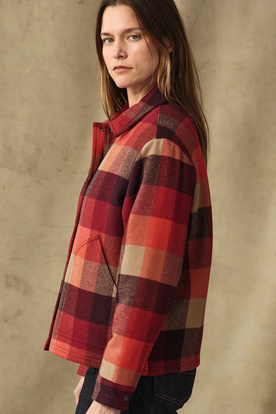 Spokane Insulated Wool Jacket - Red/Burgundy Plaid