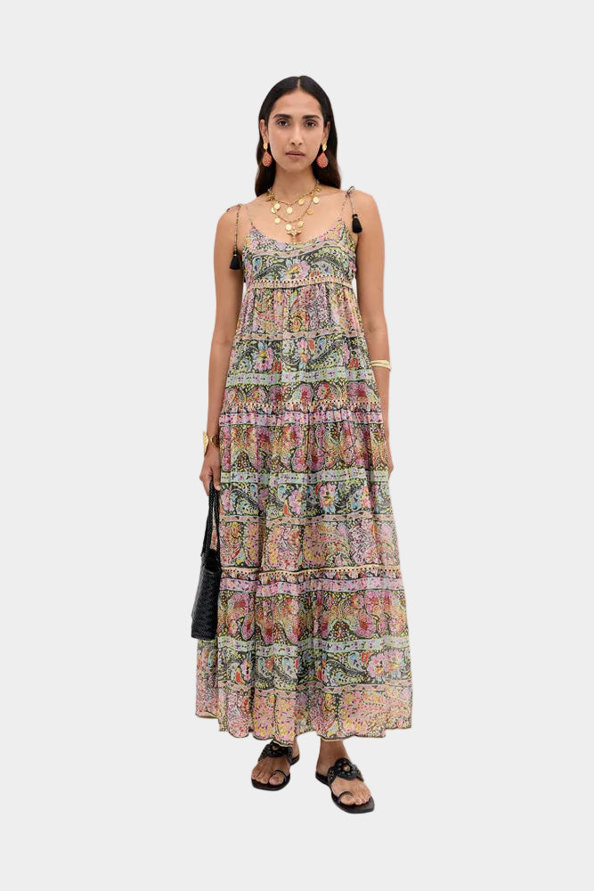 Kamilah Lurex Chiffon midi dress - Cara Stripe Black