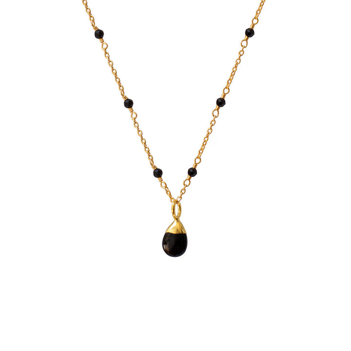 Black Onyx Drop on Black Onyx Rosary Necklace