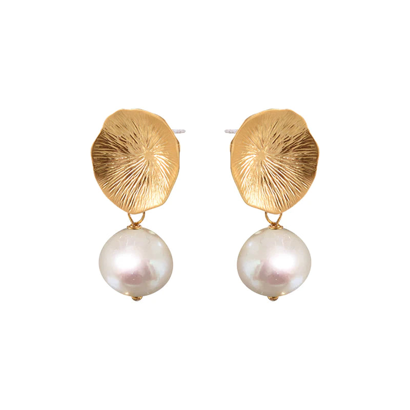 Flower Coral Earrings With Freshwater Pearl