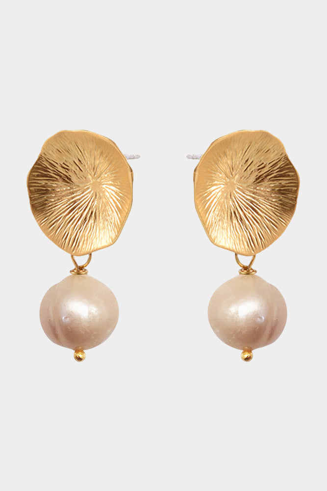 Flower Coral Earrings Peach Pearl