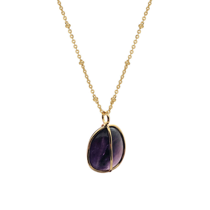 Freeform Amethyst Pebble Pendant Necklace