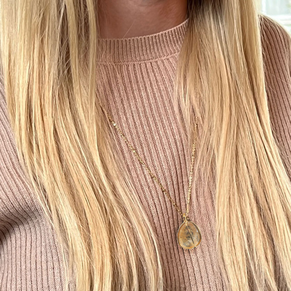 Freeform Citrine Pebble Pendant Necklace