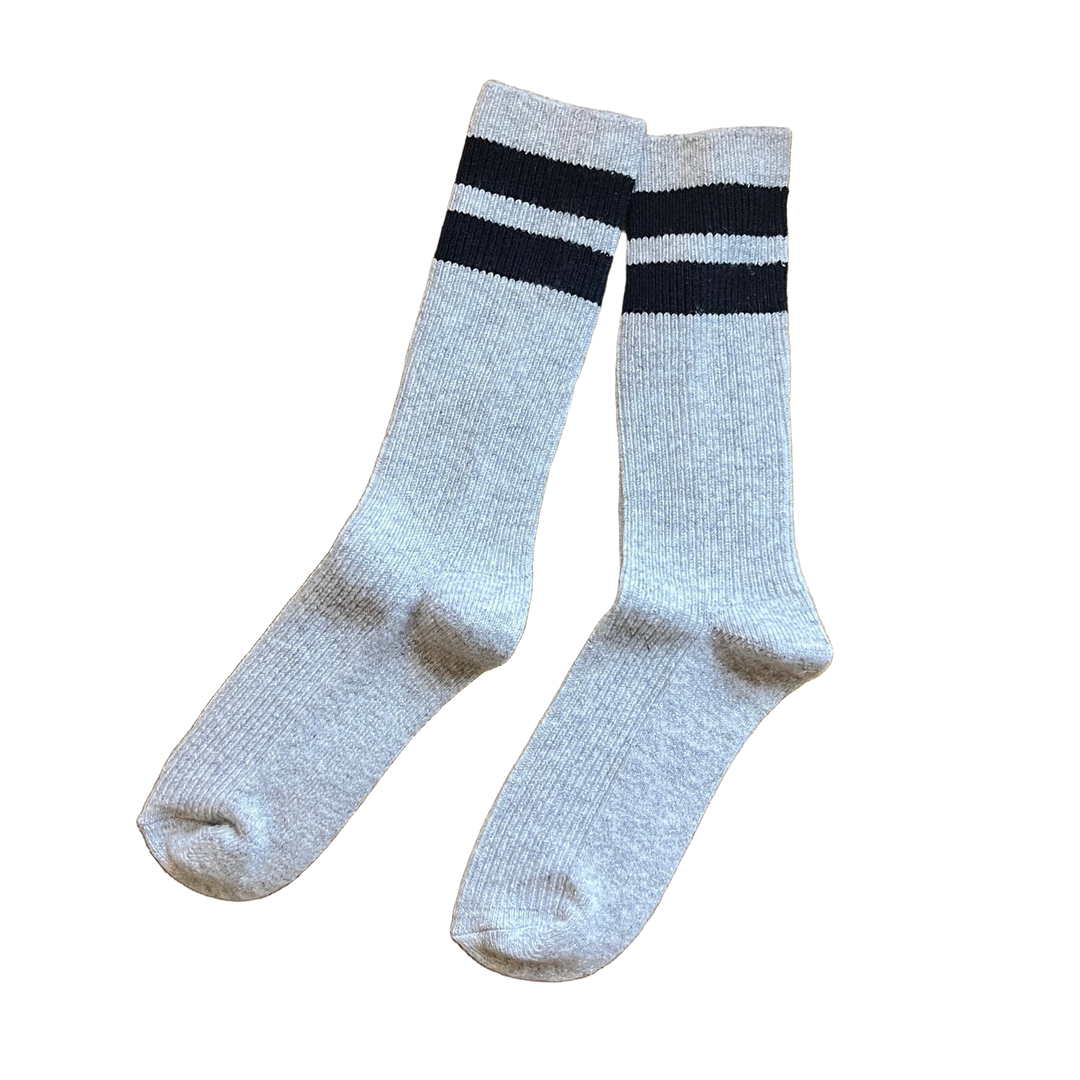 Grandpa Varsity Socks - Light Grey/Navy Stripe