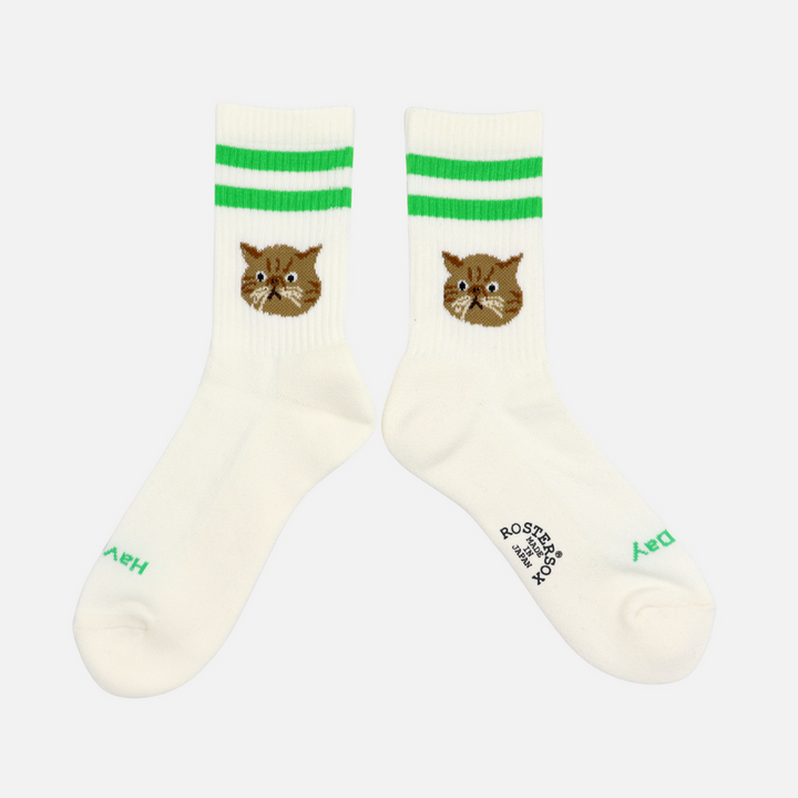 Cat Socks - Green Stripe
