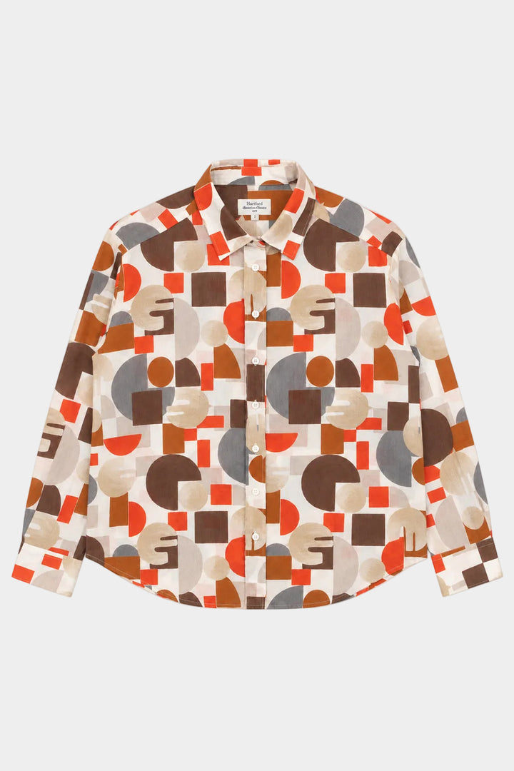 Cinema Shirt - Red/Brown Geometric