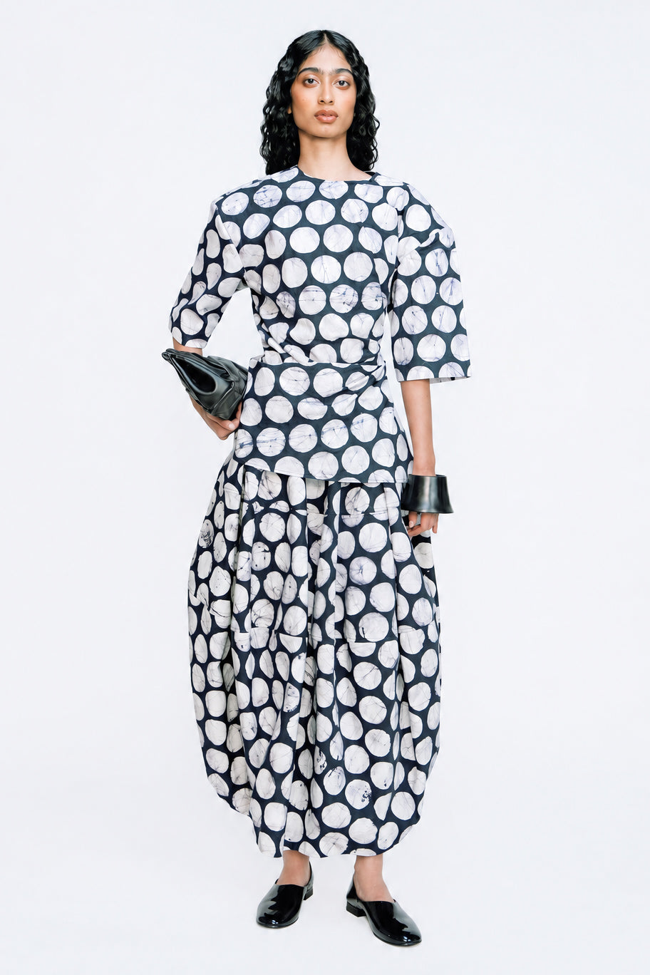Barrel Skirt - Polka Batik Print