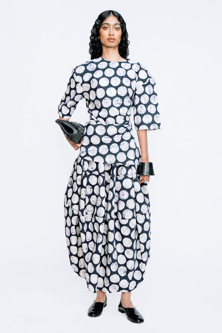 Barrel Skirt - Polka Batik Print