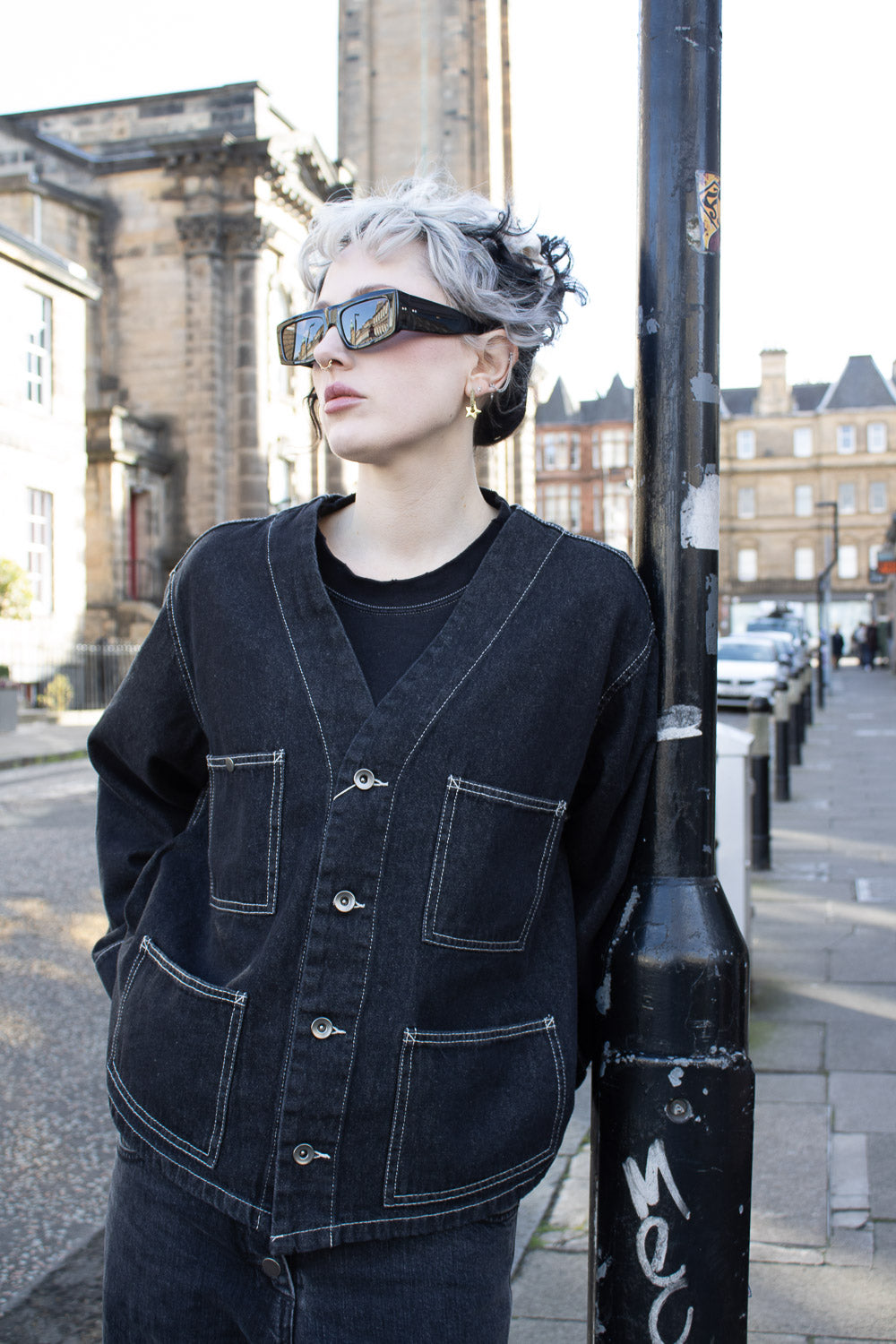 Denim Engineer Jacket - Black