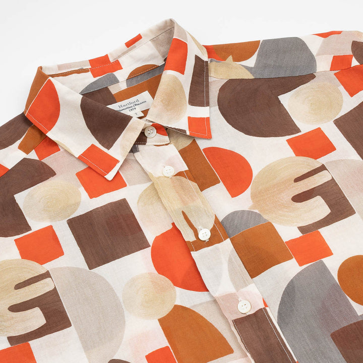 Cinema Shirt - Red/Brown Geometric