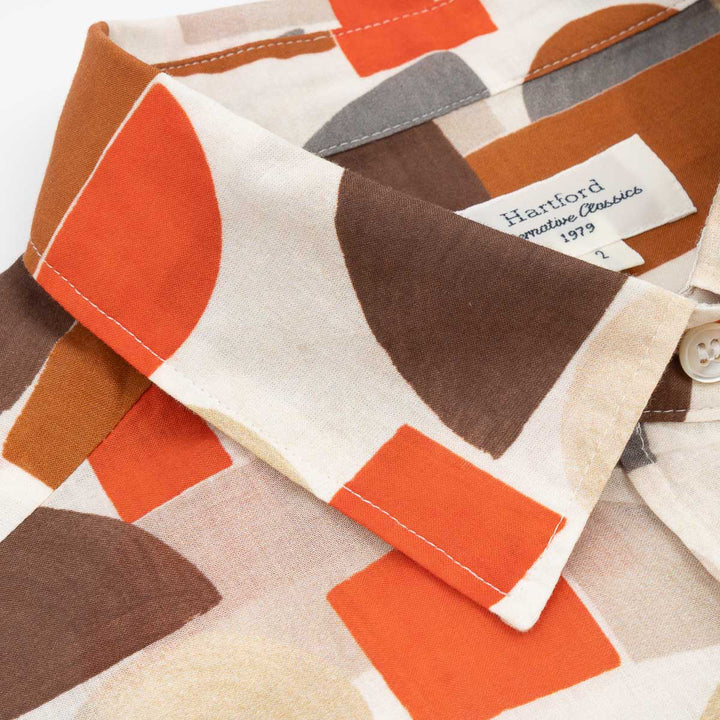 Cinema Shirt - Red/Brown Geometric
