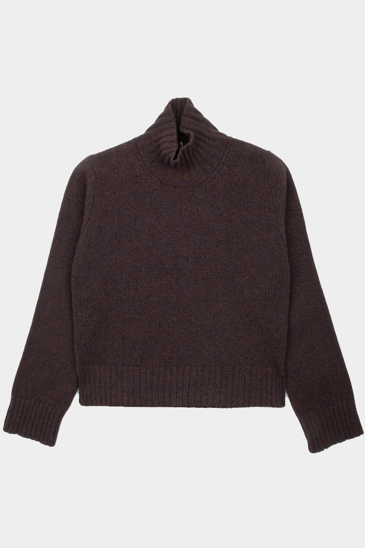 Funnel Neck Jumper - Chocolate Melange