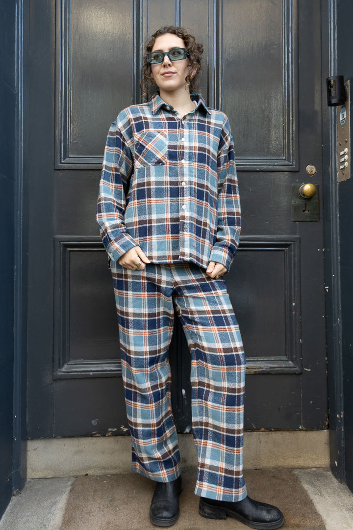 Boy Work Check Easy Pants - Blue