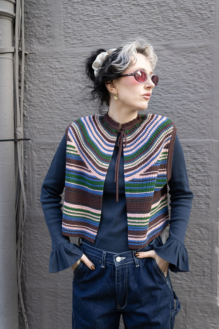 Multi Striped Vest - Brown