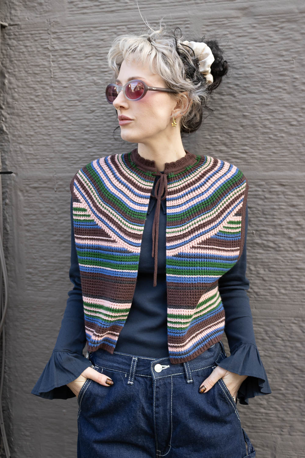 Multi Striped Vest - Brown